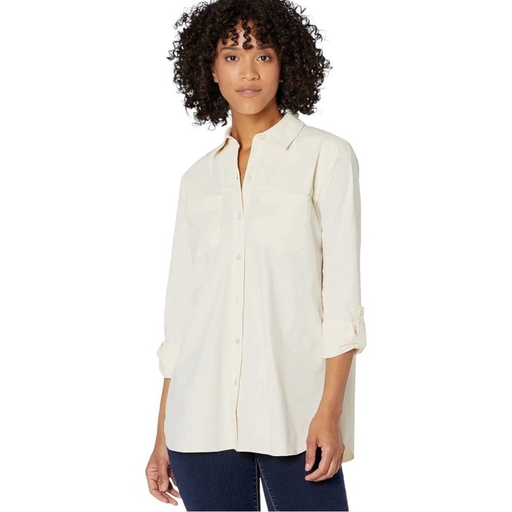LYSSE Camper Sporty Button Down Shirt Eggnog